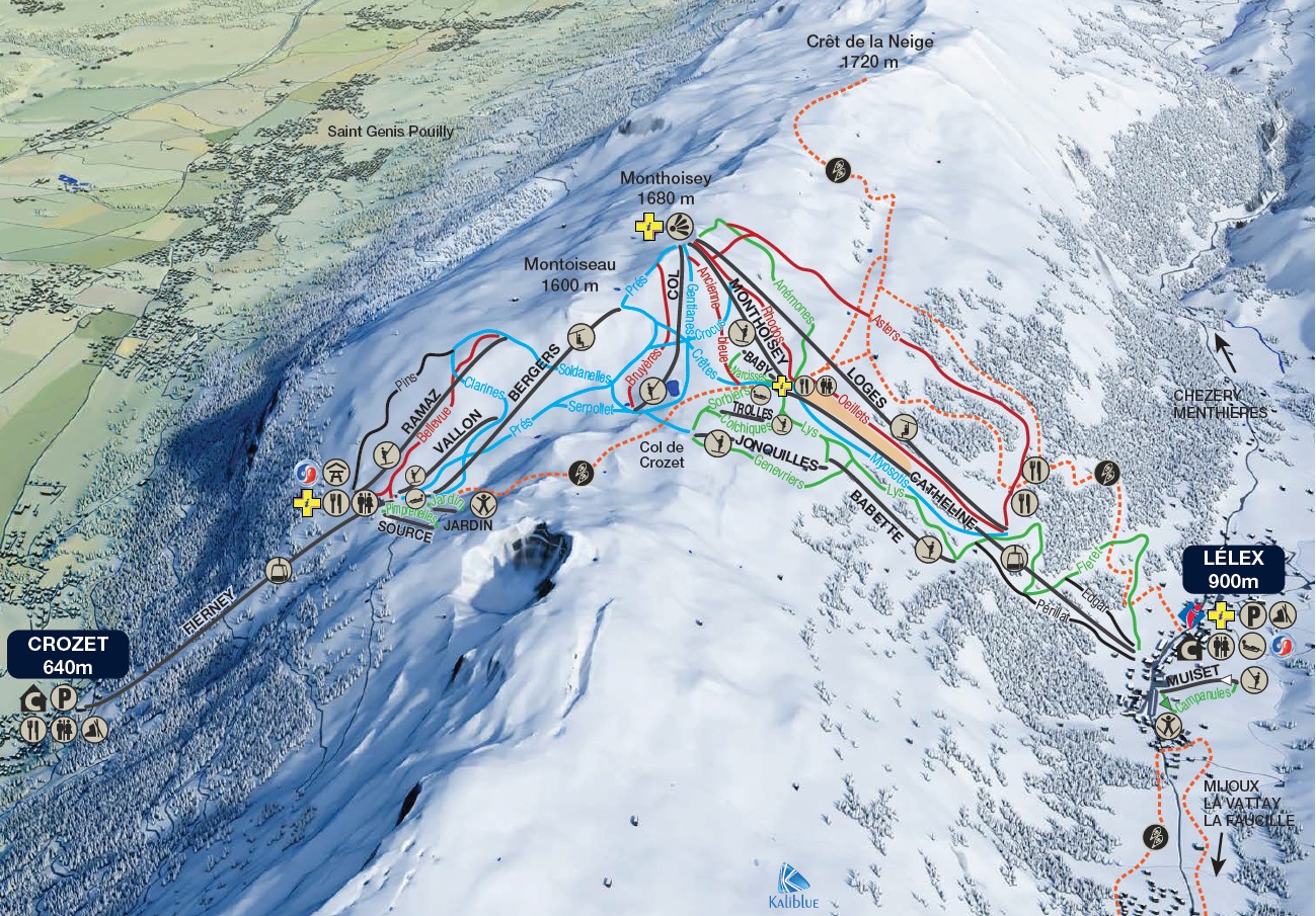 Plan des Pistes et Sentiers de randonnées de MontsJura
