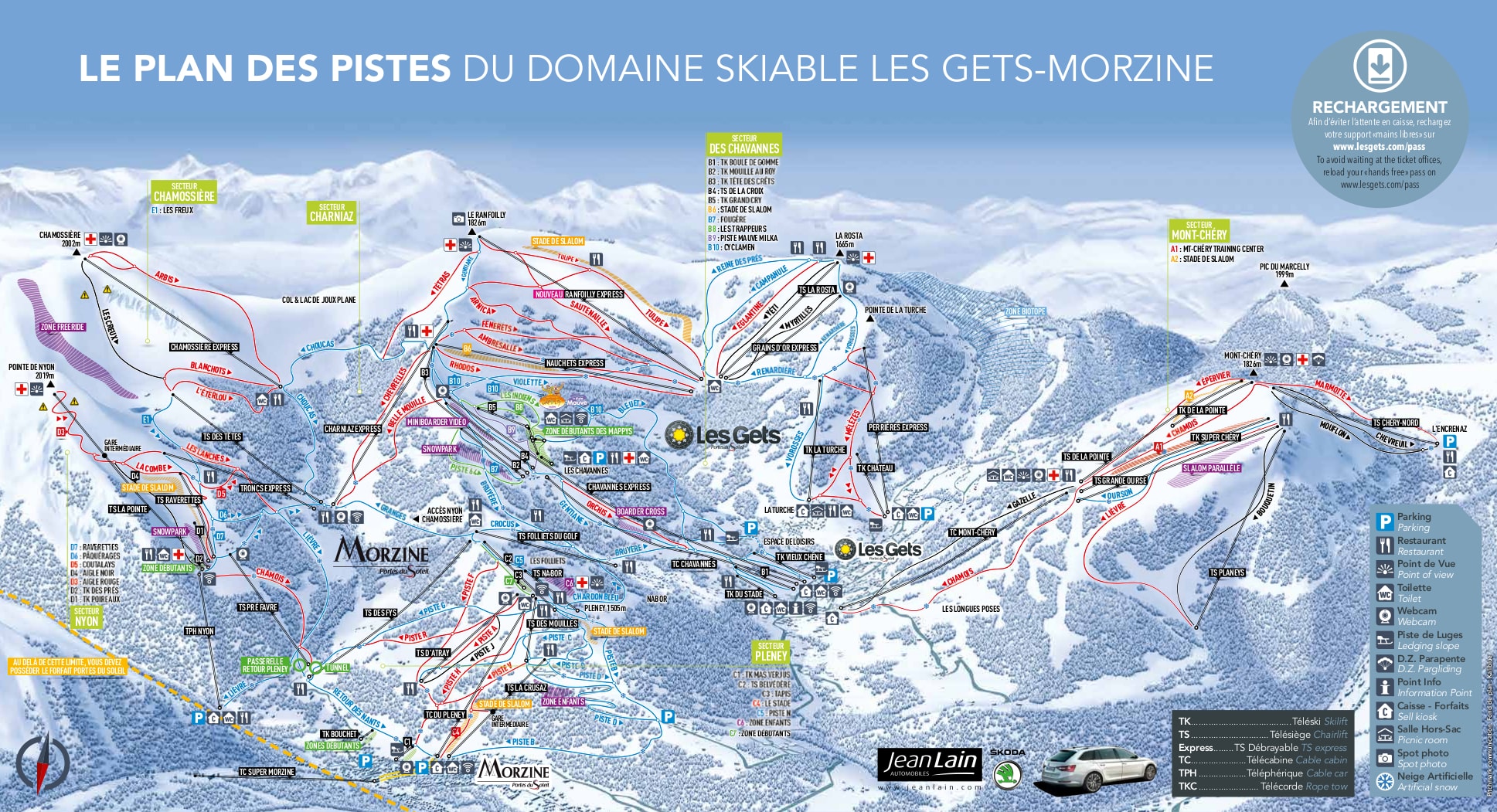 Plan Des Pistes Et Sentiers De Randonnées De Morzine