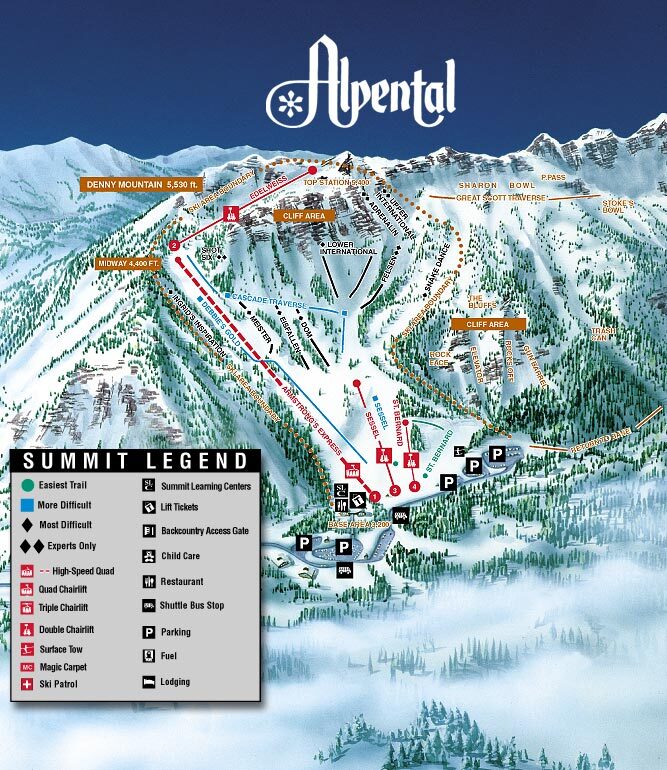 Alpental At The Summit Piste / Trail Map