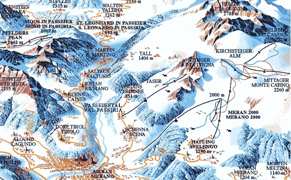 Avelengo/Merano 2000 Piste / Trail Map