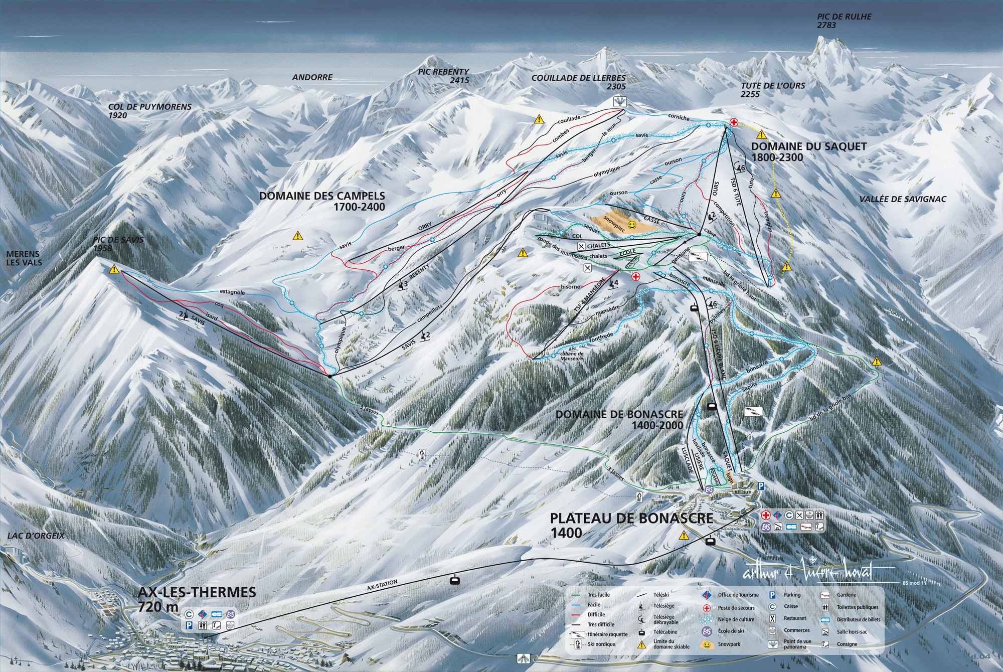 Ax 3 Domaines Piste / Trail Map