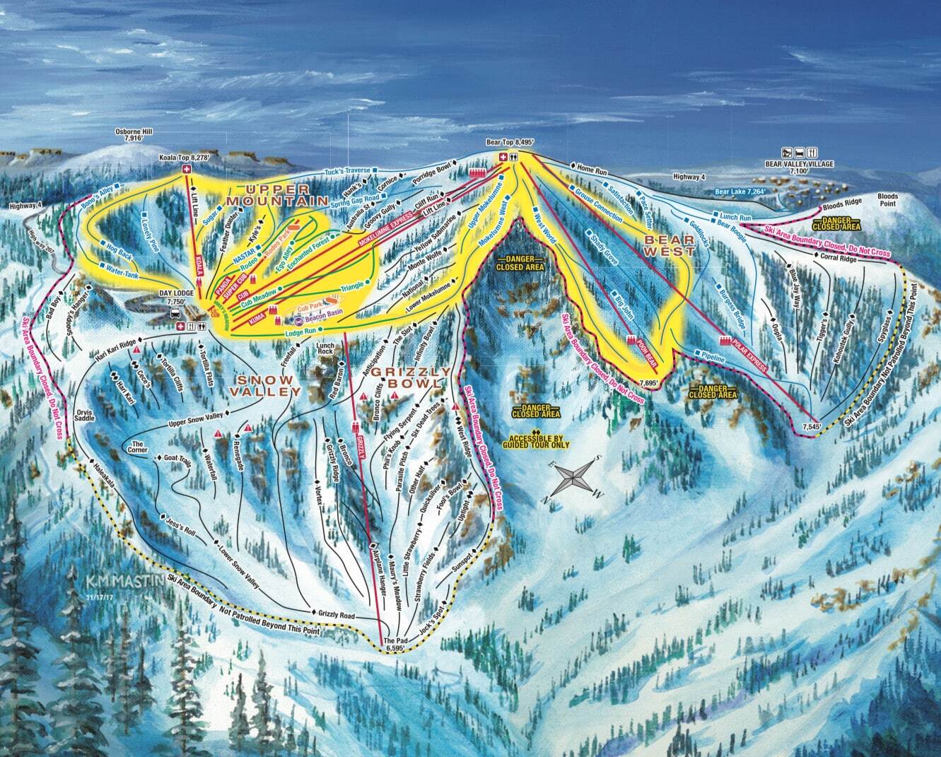 Bear Valley Piste / Trail Map