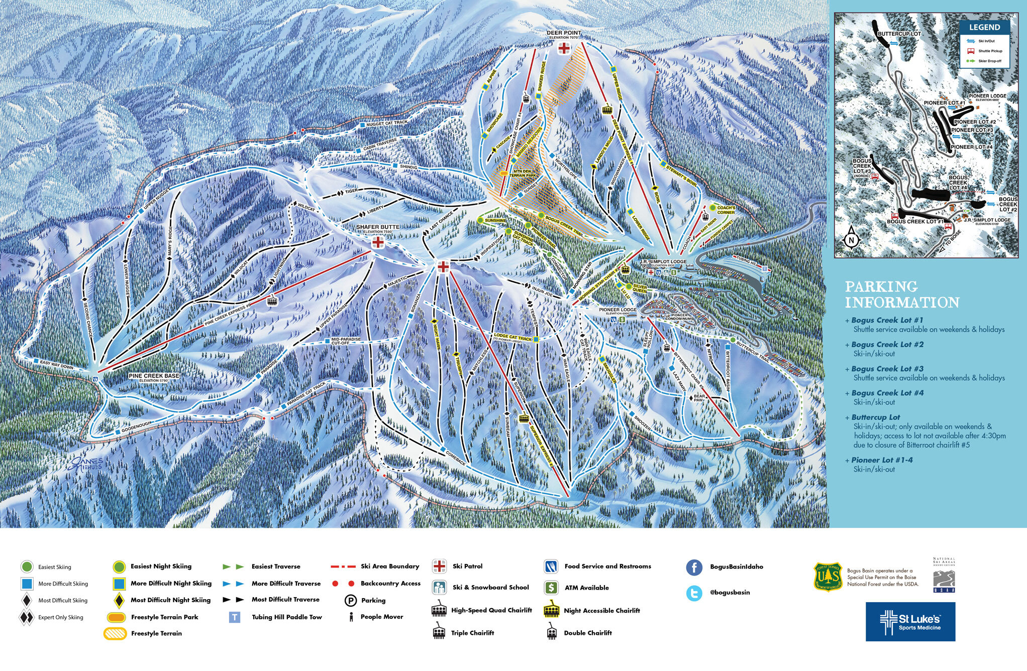 Bogus Basin Piste / Trail Map