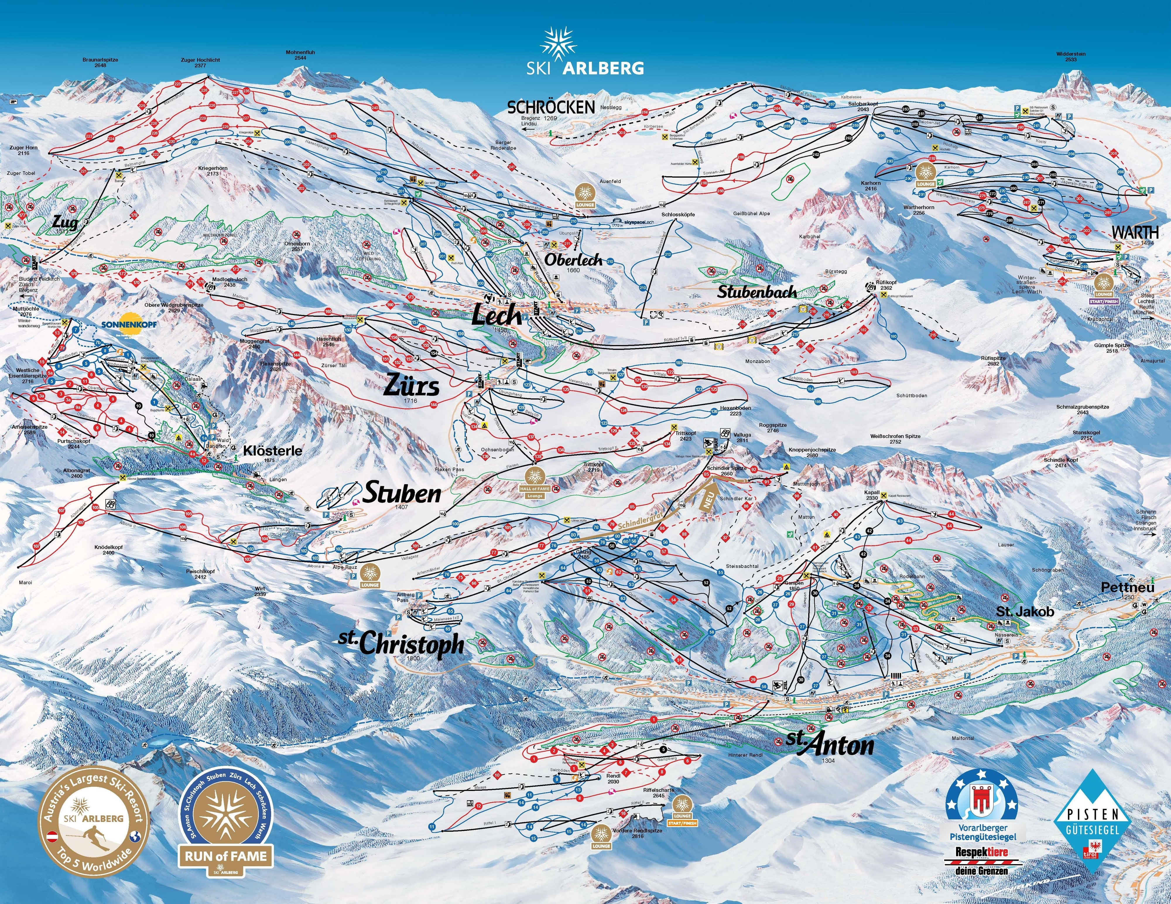 Lech Piste / Trail Map