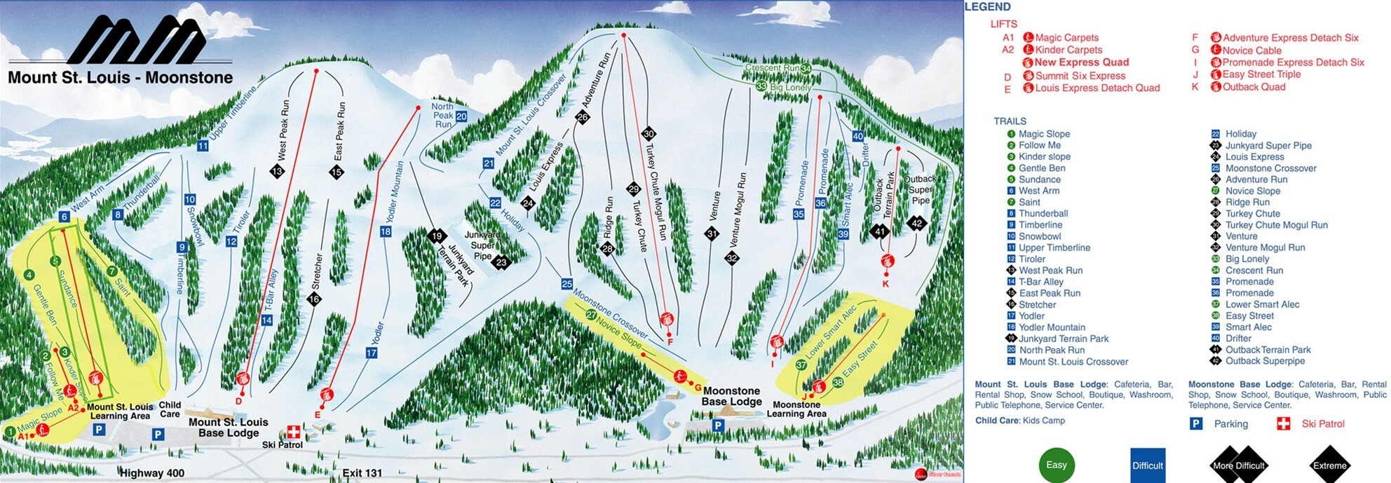 Guide de Station de Ski de Mt St Louis Moonstone, Carte & hébergement vacances de ski à Mt St ...