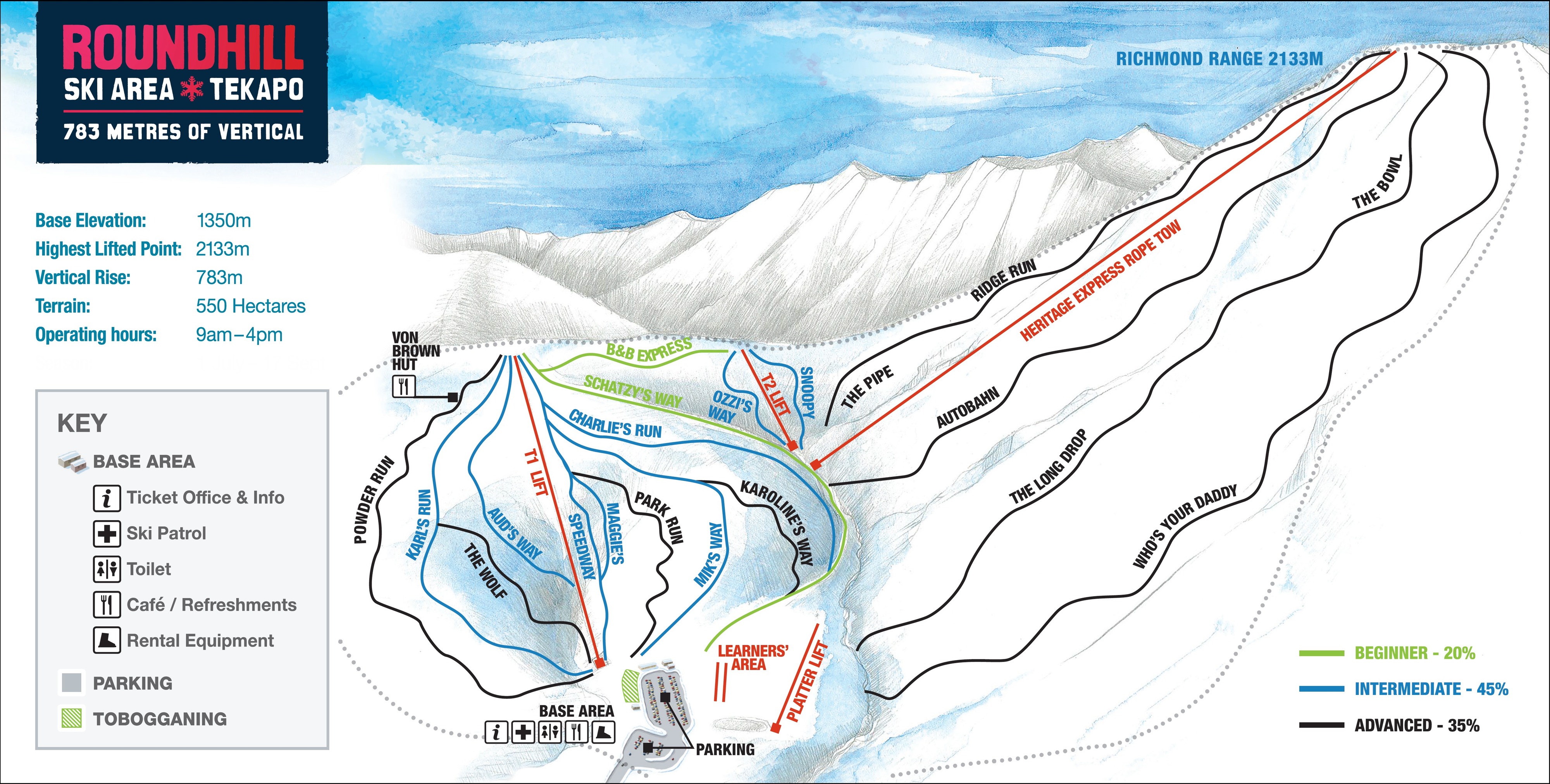 Roundhill Piste / Trail Map