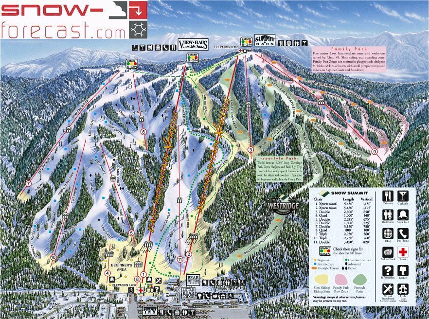 Snow Summit Piste / Trail Map