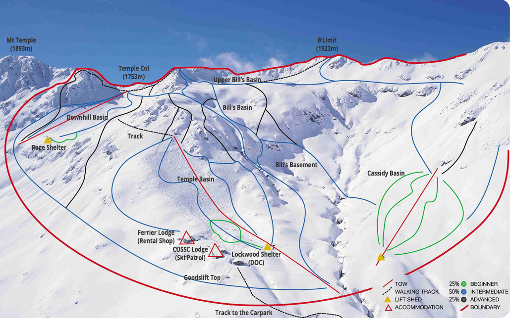 Temple Basin Piste / Trail Map
