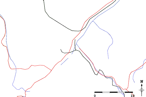 Roads and rivers close to Corviglia-Marguns