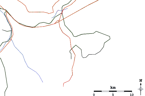 Roads and rivers close to Lauterbrunnen