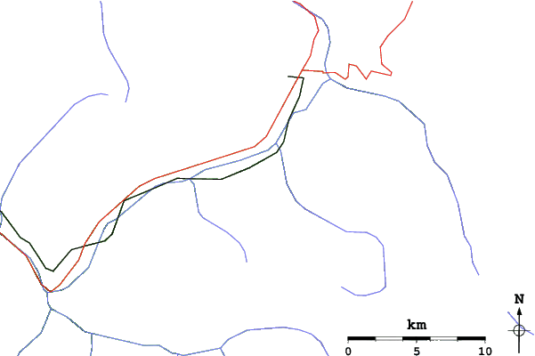 Roads and rivers close to Les Coches