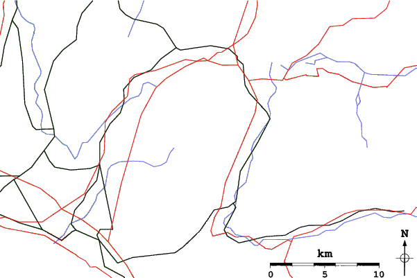 Roads and rivers close to Moléson s/Gruyères
