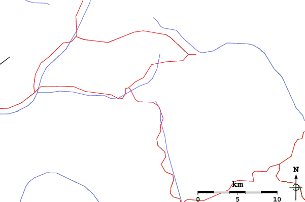 Roads and rivers close to Passo Rolle