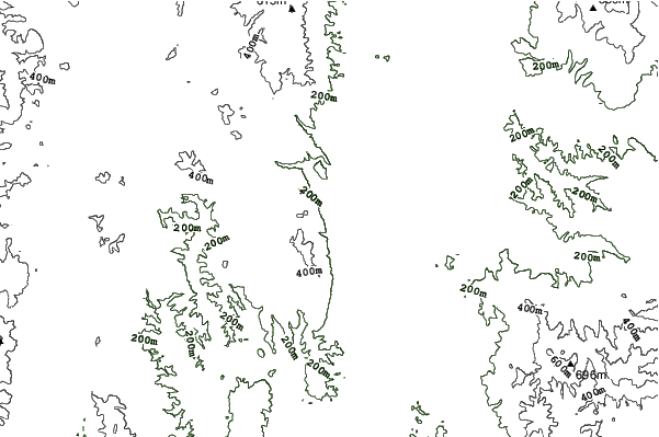 Shibetsu-shi Hinata neighbourhood contours