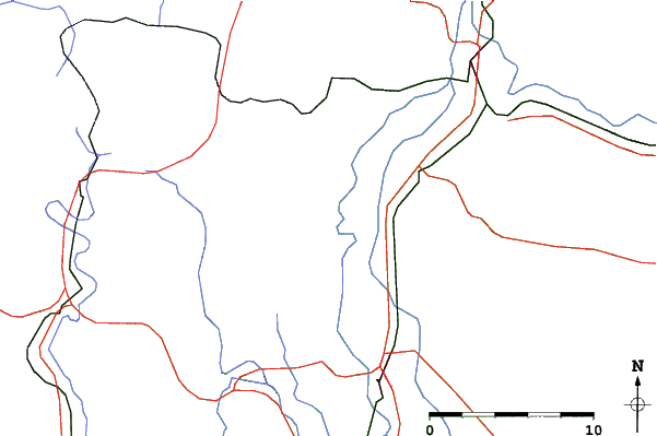Roads and rivers close to Shibetsu-shi Hinata