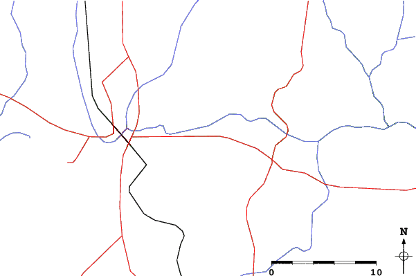 Roads and rivers close to Skyline Ski Resort