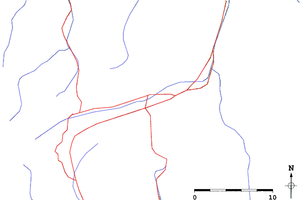 Roads and rivers close to Splügen