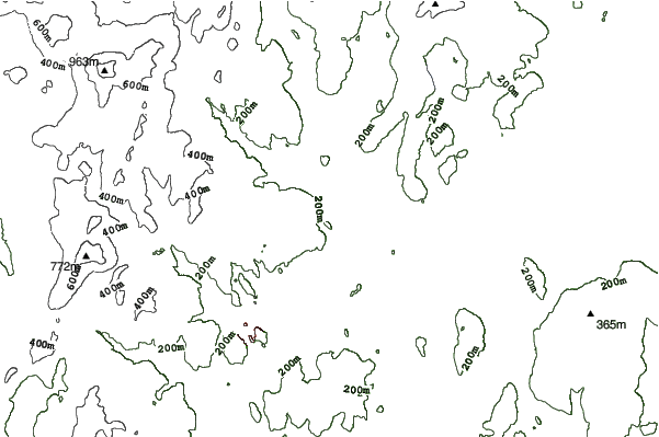 Titcomb Mountain neighbourhood contours