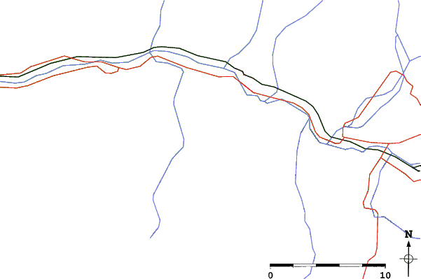 Roads and rivers close to Žiarce - Pavčina Lehota